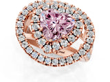 Rose gold Double Halo Fancy Pink Heart Cut Diamond Split Shank Prong Setting Ring_1