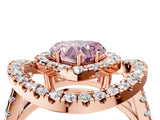 Rose gold Double Halo Fancy Pink Heart Cut Diamond Split Shank Prong Setting Ring_4