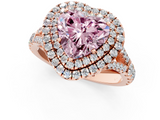 Rose gold Double Halo Fancy Pink Heart  Cut Diamond Split Shank Ring with Four Prong Setting_22
