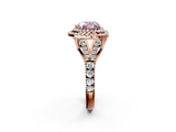 Rose gold Double Halo Fancy Pink Heart  Cut Diamond Split Shank Ring with Four Prong Setting_23