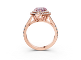 Rose gold Double Halo Fancy Pink Heart  Cut Diamond Split Shank Ring with Four Prong Setting_24