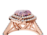 Rose gold Double Halo Fancy Pink Heart  Cut Diamond Split Shank Ring with Four Prong Setting_25