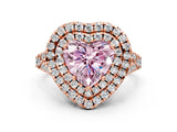 Rose gold Double Halo Fancy Pink Heart  Cut Pave Split Shank Prong Set Ring_15