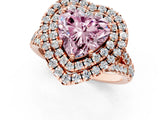 Rose gold Double Halo Fancy Pink Heart  Cut Pave Split Shank Prong Set Ring_16
