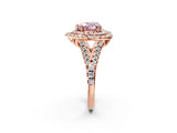 Rose gold Double Halo Fancy Pink Heart  Cut Pave Split Shank Prong Set Ring_17