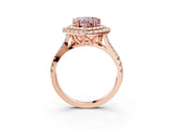 Rose gold Double Halo Fancy Pink Heart  Cut Pave Split Shank Prong Set Ring_18