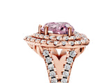 Rose gold Double Halo Fancy Pink Heart  Cut Pave Split Shank Prong Set Ring_20