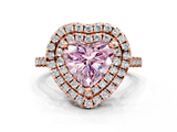 Rose gold Double Halo Fancy Pink Heart  Diamond Pave Band with Four-Prong Setting_48