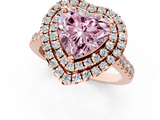 Rose gold Double Halo Fancy Pink Heart  Diamond Pave Band with Four-Prong Setting_49