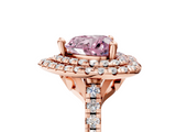 Rose gold Double Halo Fancy Pink Heart  Diamond Pave Band with Four-Prong Setting_53