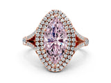 Rose gold Double Halo Fancy Pink Marquise -Shaped Split Shank Diamond Ring with Prong Setting_15