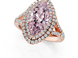 Rose gold Double Halo Fancy Pink Marquise -Shaped Split Shank Diamond Ring with Prong Setting_16