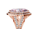 Rose gold Double Halo Fancy Pink Marquise -Shaped Split Shank Diamond Ring with Prong Setting_20