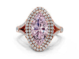 Rose gold Double Halo Fancy Pink Marquise Cut Diamond Split Shank Engagement Ring with Four-Prong Setting_3