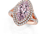 Rose gold Double Halo Fancy Pink Marquise Cut Diamond Split Shank Engagement Ring with Four-Prong Setting_4