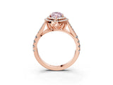 Rose gold Double Halo Fancy Pink Marquise Cut Diamond Split Shank Engagement Ring with Four-Prong Setting_6