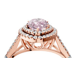 Rose gold Double Halo Fancy Pink Marquise Cut Diamond Split Shank Engagement Ring with Four-Prong Setting_7