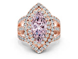 Rose gold Double Halo Fancy Pink Marquise Cut Diamond Split Shank Pave Set Ring_3