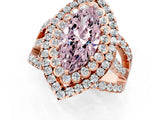 Rose gold Double Halo Fancy Pink Marquise Cut Diamond Split Shank Pave Set Ring_4