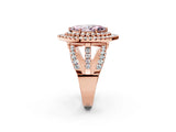 Rose gold Double Halo Fancy Pink Marquise Cut Diamond Split Shank Pave Set Ring_5