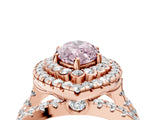Rose gold Double Halo Fancy Pink Marquise Cut Diamond Split Shank Pave Set Ring_7