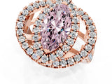 Rose gold Double Halo Fancy Pink Marquise Cut Diamond Split Shank Prong Setting Ring_1