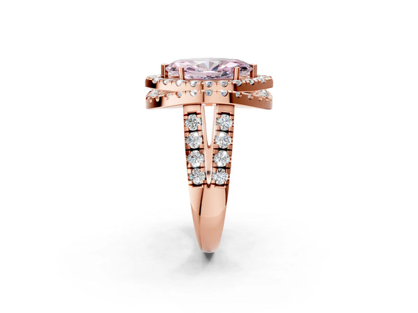 Rose Gold Marquise Halo Engagement Ring Setting for Fancy Pink Center - Design RJ-762
