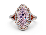 Rose gold Double Halo Fancy Pink Marquise  Cut Diamond Split Shank Ring with Four Prong Setting_17