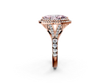 Rose gold Double Halo Fancy Pink Marquise  Cut Diamond Split Shank Ring with Four Prong Setting_19