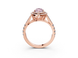 Rose gold Double Halo Fancy Pink Marquise  Cut Diamond Split Shank Ring with Four Prong Setting_20