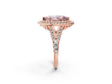 Rose gold Double Halo Fancy Pink Marquise  Cut Pave Split Shank Prong Set Ring_17