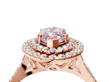 Rose gold Double Halo Fancy Pink Marquise  Cut Pave Split Shank Prong Set Ring_19