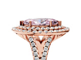 Rose gold Double Halo Fancy Pink Marquise  Cut Pave Split Shank Prong Set Ring_20