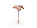 Rose gold Double Halo Fancy Pink Marquise  Diamond Pave Band with Four-Prong Setting_45