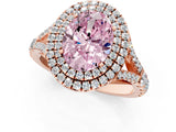 Rose gold Double Halo Fancy Pink Oval -Shaped Split Shank Diamond Ring with Prong Setting_16