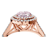 Rose gold Double Halo Fancy Pink Oval -Shaped Split Shank Diamond Ring with Prong Setting_19