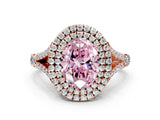 Rose gold Double Halo Fancy Pink Oval Cut Diamond Split Shank Engagement Ring with Four-Prong Setting_3