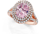 Rose gold Double Halo Fancy Pink Oval Cut Diamond Split Shank Engagement Ring with Four-Prong Setting_4