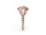 Rose gold Double Halo Fancy Pink Oval Cut Diamond Split Shank Engagement Ring with Four-Prong Setting_5