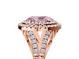 Rose gold Double Halo Fancy Pink Oval Cut Diamond Split Shank Engagement Ring with Four-Prong Setting_8