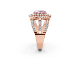 Rose gold Double Halo Fancy Pink Oval Cut Diamond Split Shank Pave Set Ring_5
