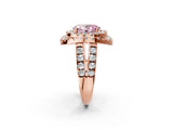 Rose gold Double Halo Fancy Pink Oval Cut Diamond Split Shank Prong Setting Ring_2