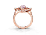 Rose gold Double Halo Fancy Pink Oval Cut Diamond Split Shank Prong Setting Ring_3