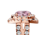 Rose gold Double Halo Fancy Pink Oval Cut Diamond Split Shank Prong Setting Ring_5