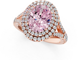 Rose gold Double Halo Fancy Pink Oval  Cut Diamond Split Shank Ring with Four Prong Setting_20