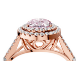 Rose gold Double Halo Fancy Pink Oval  Cut Diamond Split Shank Ring with Four Prong Setting_23
