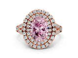Rose gold Double Halo Fancy Pink Oval  Cut Pave Split Shank Prong Set Ring_15