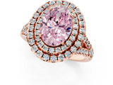 Rose gold Double Halo Fancy Pink Oval  Cut Pave Split Shank Prong Set Ring_16