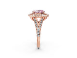 Rose gold Double Halo Fancy Pink Oval  Cut Pave Split Shank Prong Set Ring_17