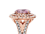 Rose gold Double Halo Fancy Pink Oval  Cut Pave Split Shank Prong Set Ring_20